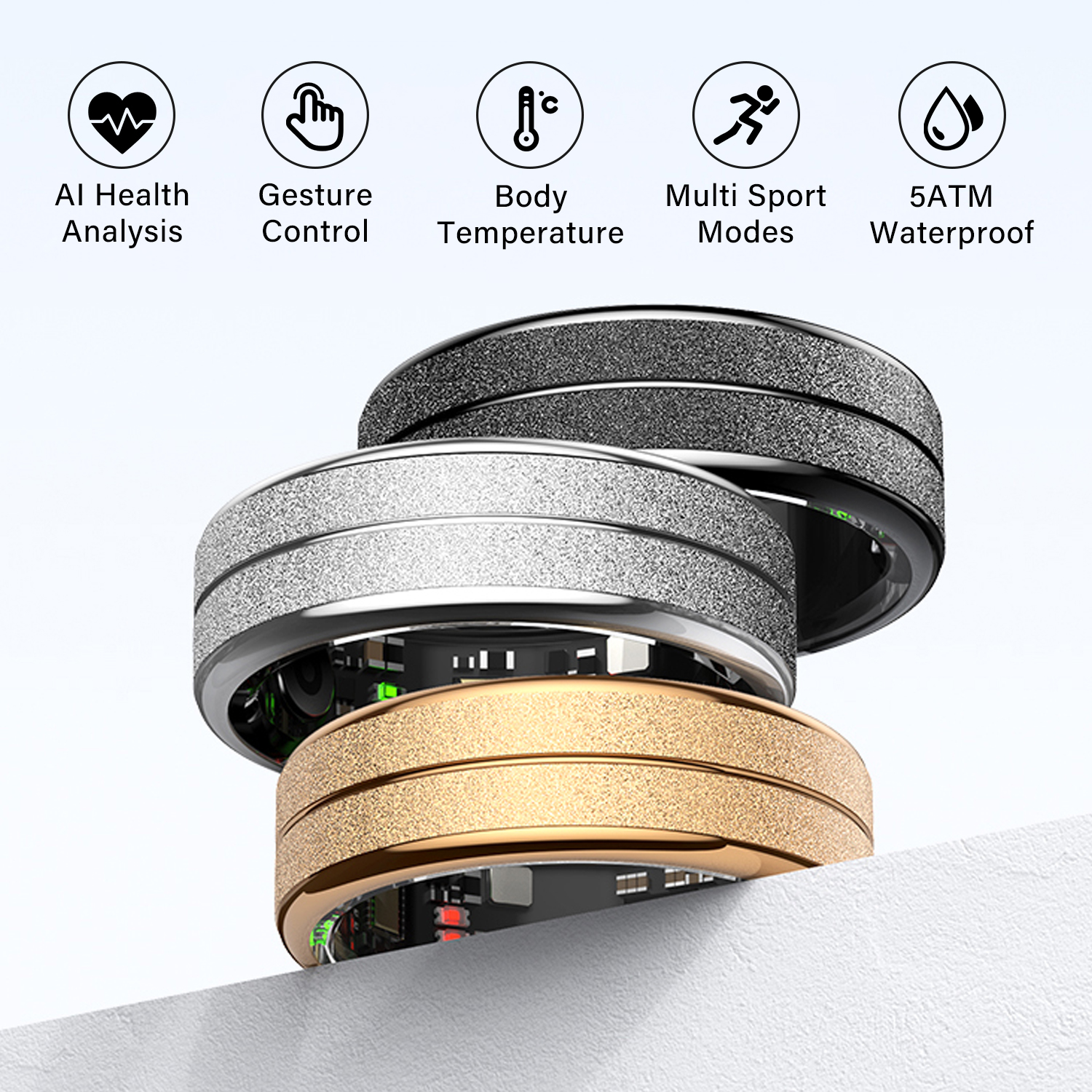 Blood Oxygen Monitor - Smart Ring Men Women AI Health