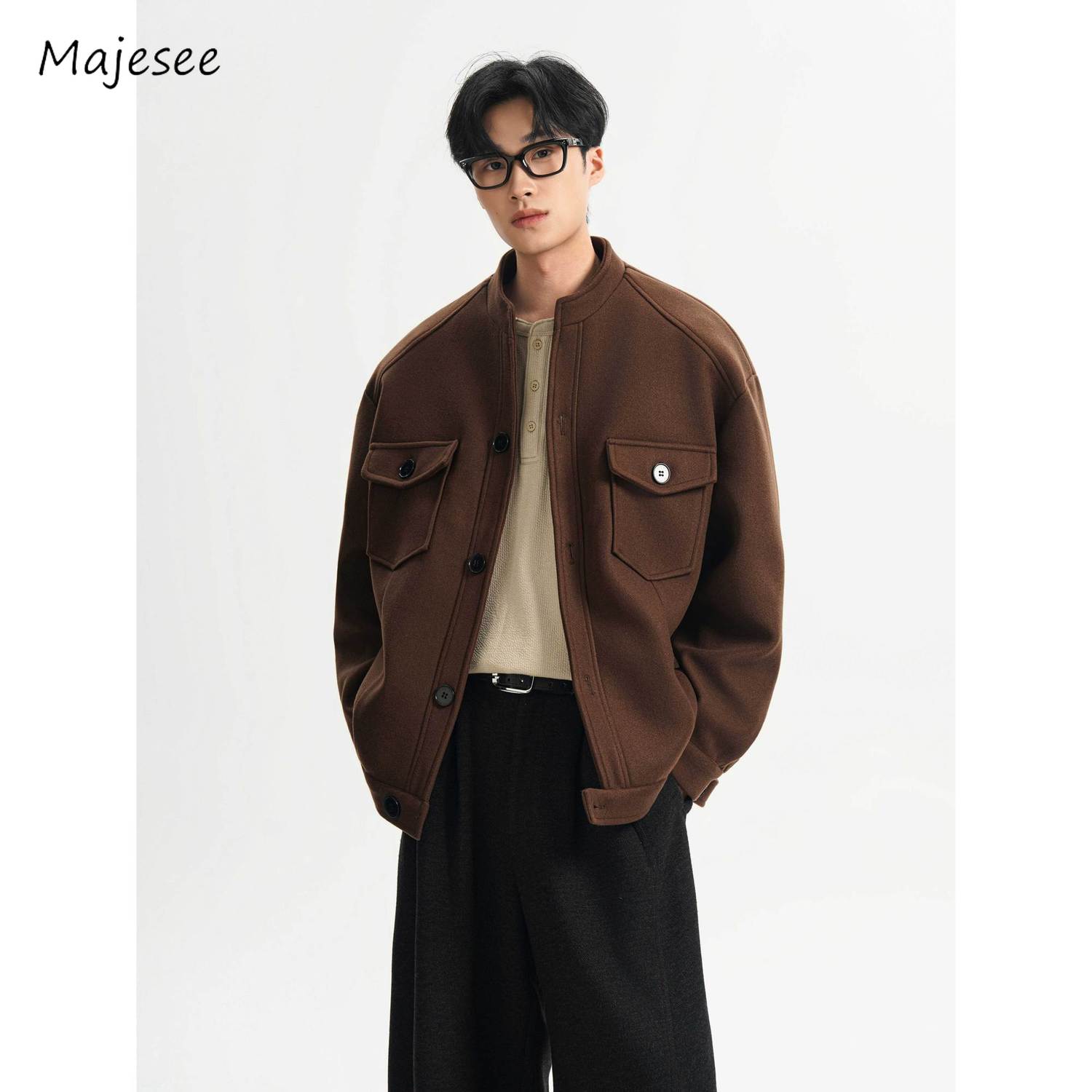 Wool Blend Jacket Man Green He - Health Wellness Training ulasan dan harga