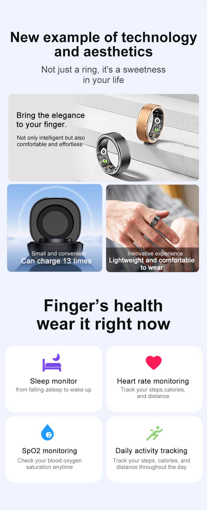 R03 Smart Ring Men Women With  - Blood Oxygen Monitor ulasan dan harga